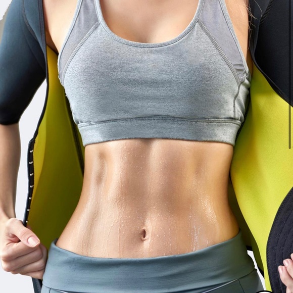 Women Body Shaper Sweat Suit Sleeve Slimming Workout Vest Waist Trainer Top - Picture 2 of 4